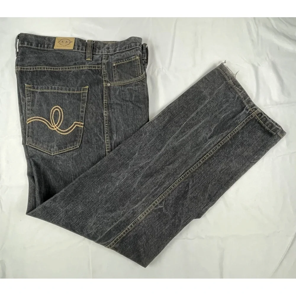 VINTAGE ZEEP MENS JEANS 38X32 DARK WASH STRAIGHT LEG THAILAND DENIM PANTS